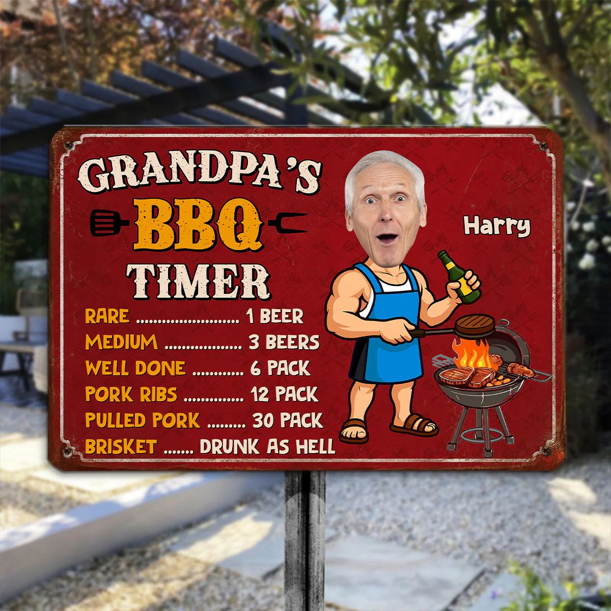 Dad BBQ Timer - Personalized Custom Metal Sign - Image 2