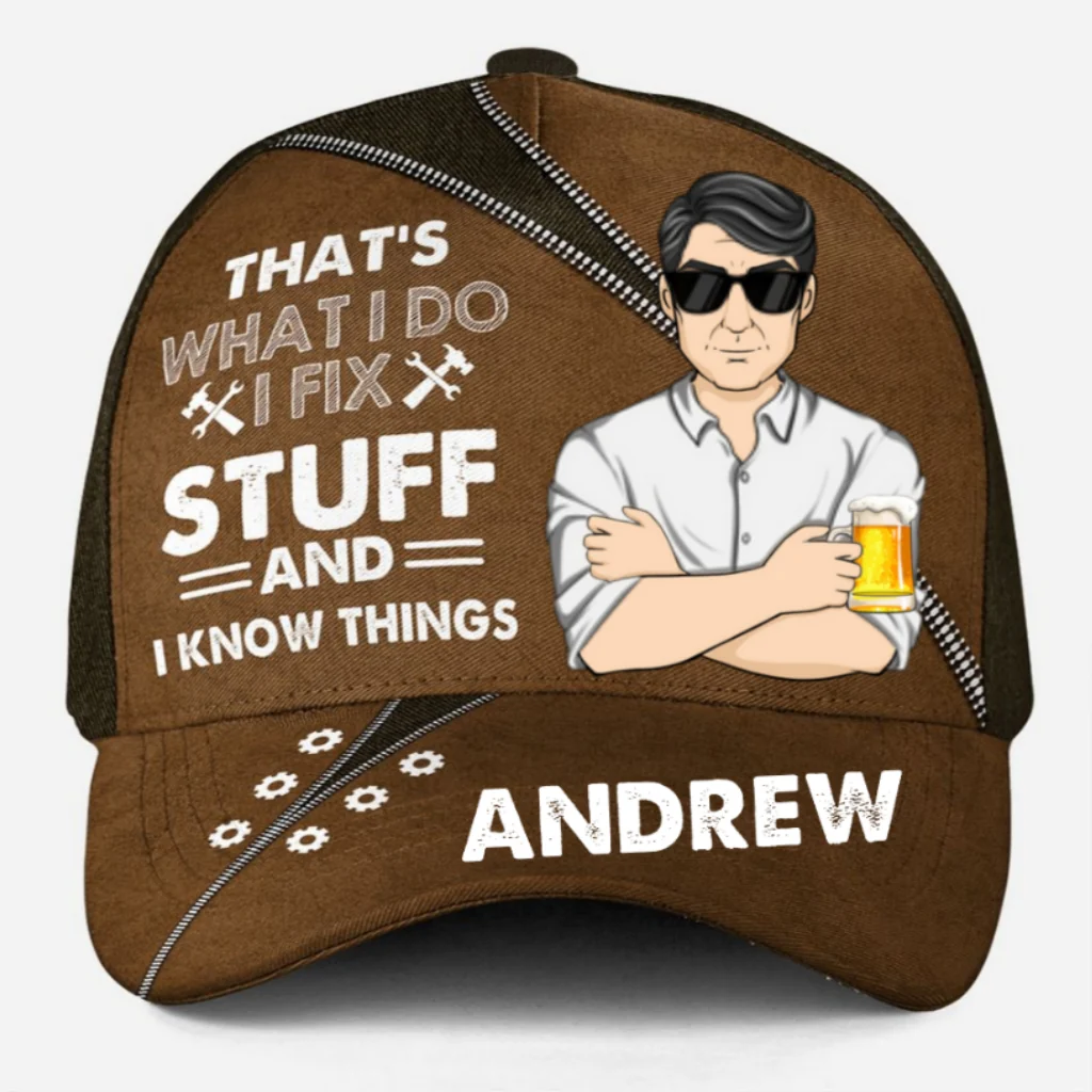 Dad Fix Stuff - Personalized Custom Classic Cap - Image 7