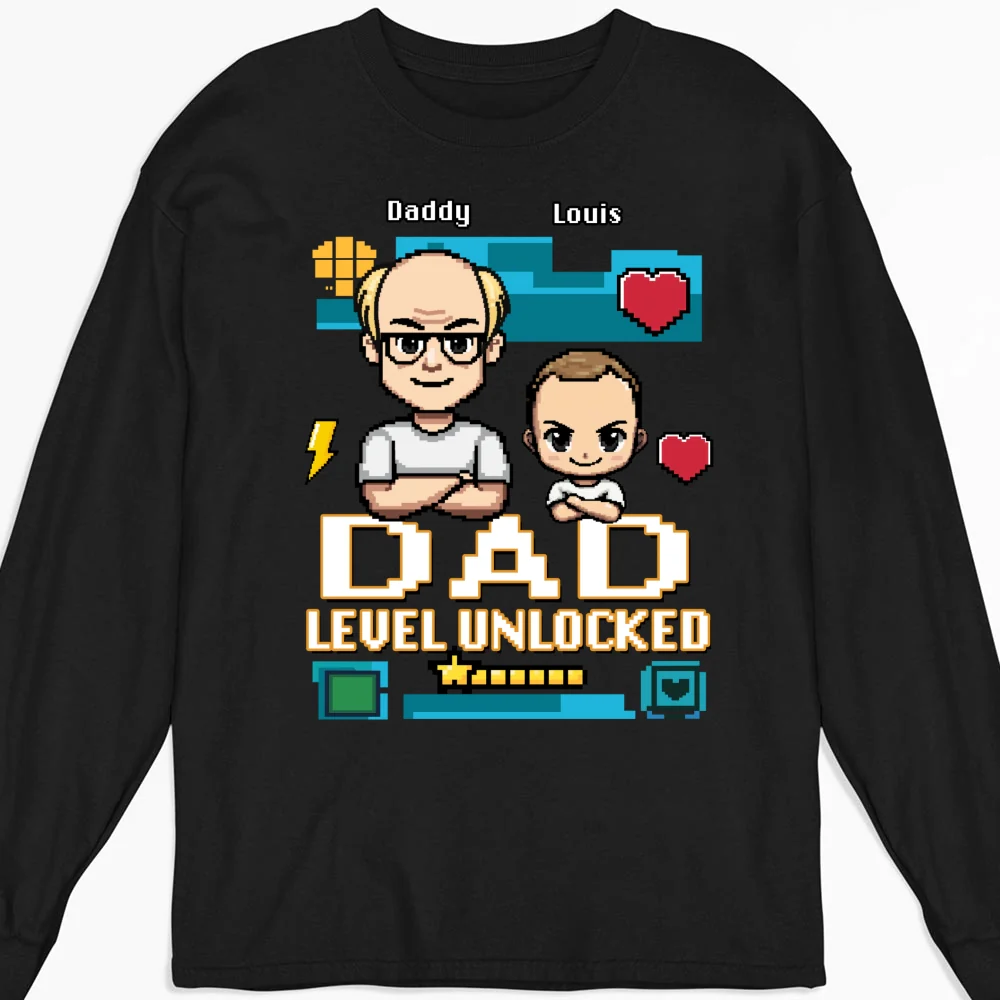 Dad Level Unlocked - Personalized Custom Shirt - Image 10