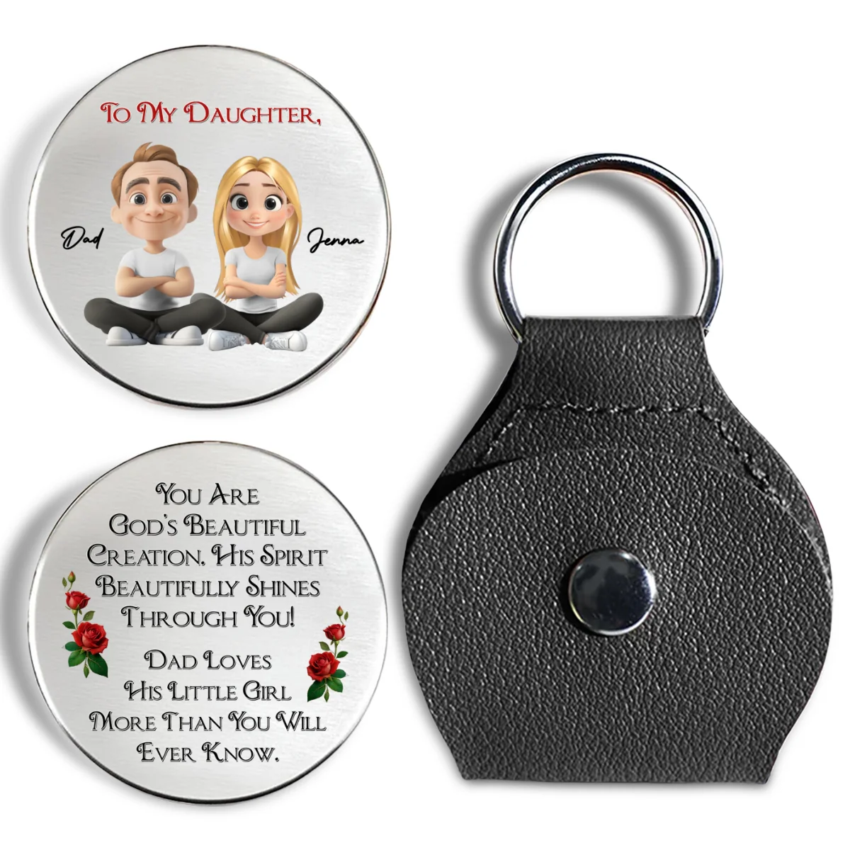 Dad Loves His Little Girl - Personalized Custom Pocket Hug - Image 7