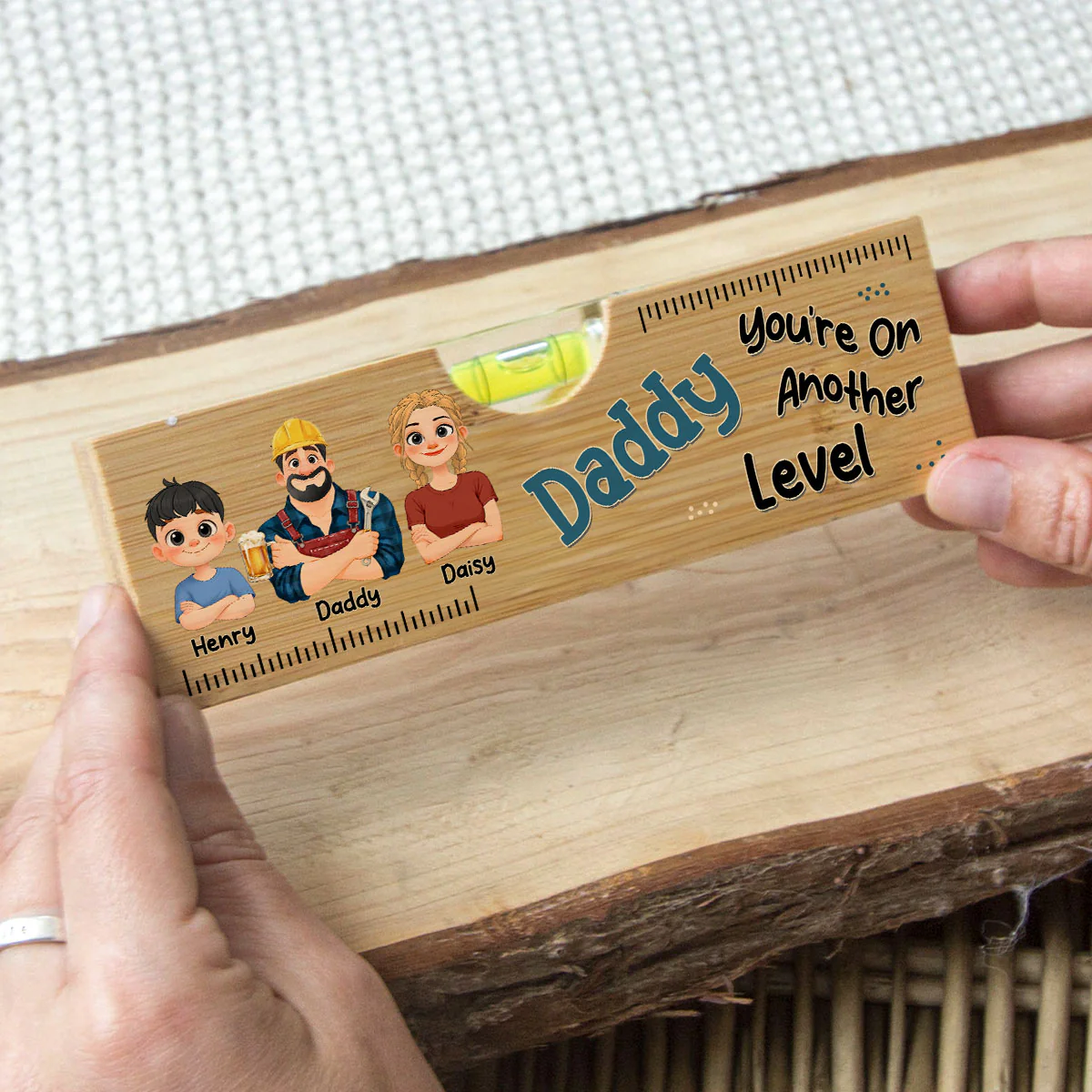Dad Makes Life Better - Personalized Custom Wooden Spirit Level Bottle Opener - Image 2