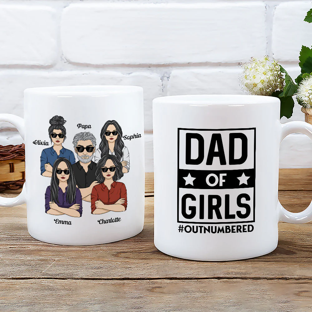 Dad Of Girls - Personalized Custom Coffee Mug - Image 2