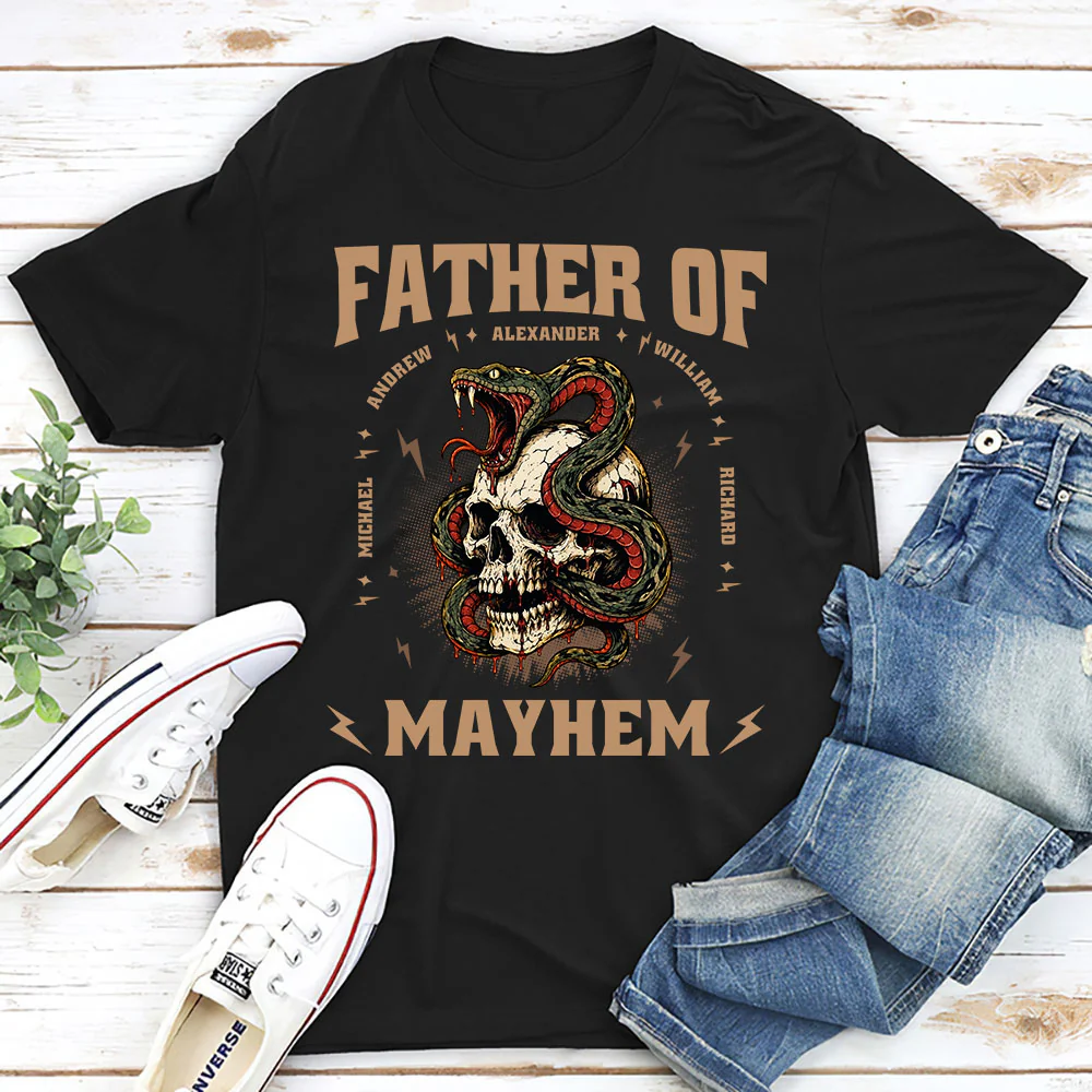 Dad Of Mayhem - Personalized Custom Shirt - Image 2