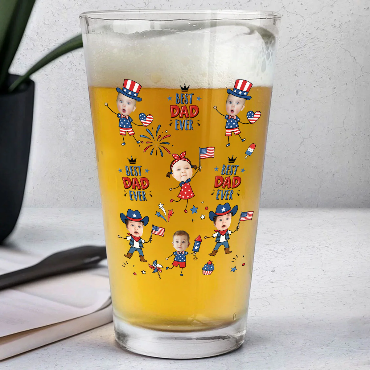 Dad Our Greatest Blessing - Personalized Custom Beer Glass - Image 2