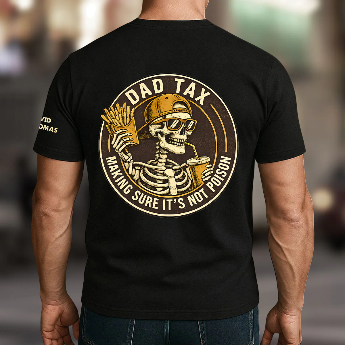 Dad Tax Vintage - Personalized Custom Shirt With Design On Sleeve - Image 2