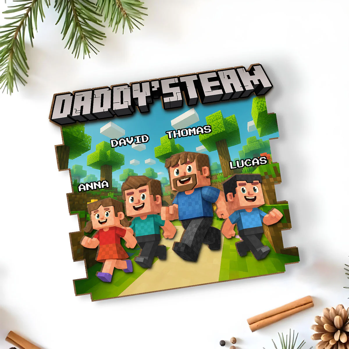 Dad Team - Personalized Custom 2-Layer Wood Plaque With Flat Base - Image 5