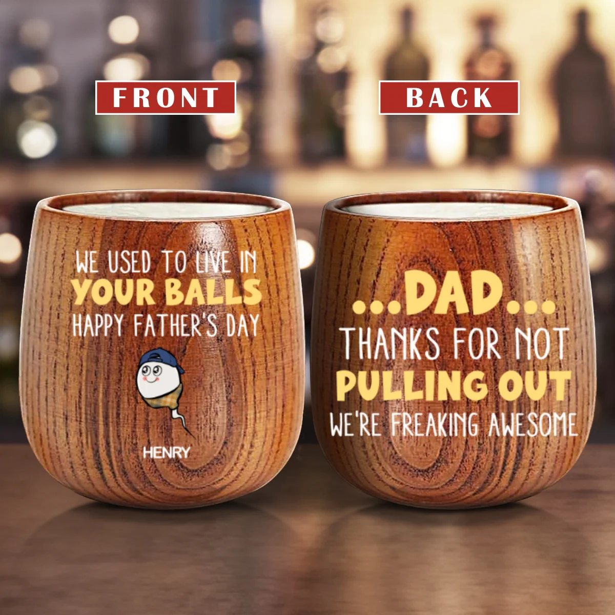 Dad Thanks For Not Pulling Out - Personalized Custom Wooden Whiskey Glass - Image 7