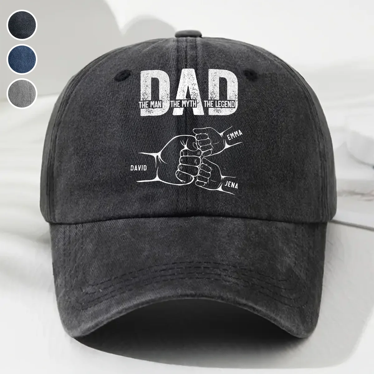 Dad The Man The Myth The Legend - Personalized Custom Vintage Washed Denim Cap