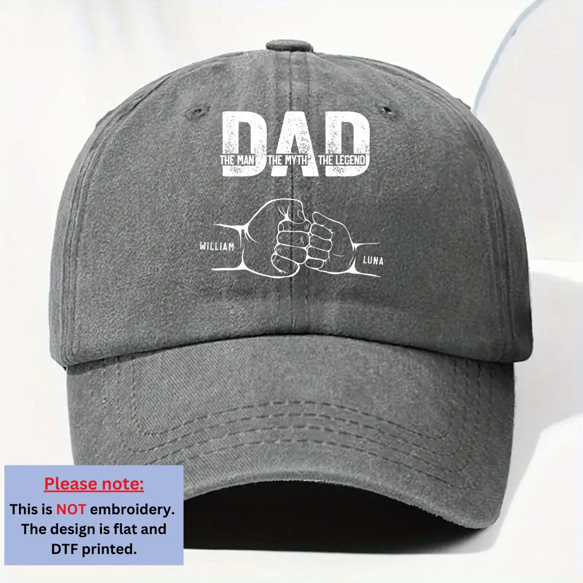 Dad The Man The Myth The Legend - Personalized Custom Vintage Washed Denim Cap - Image 8