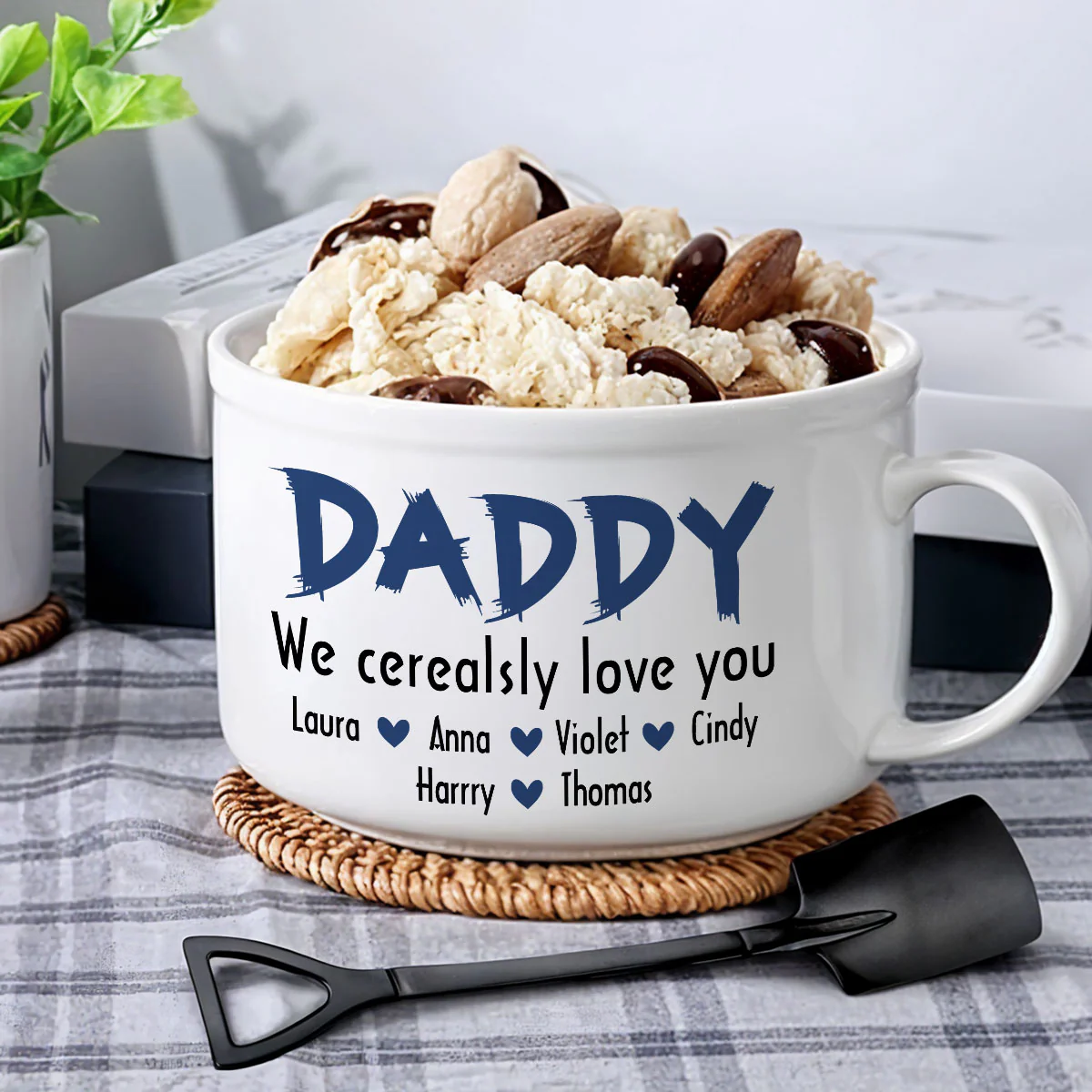 Dad We Cerealsly Love You - Personalized Custom Ceramic Bowl - Image 2