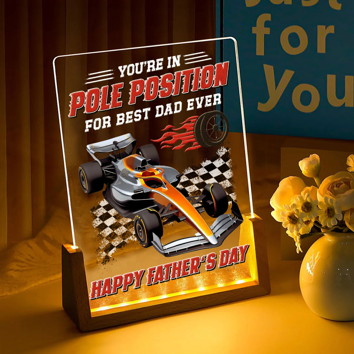 Dad Wins Every Lap - Personalized Custom Night Light
