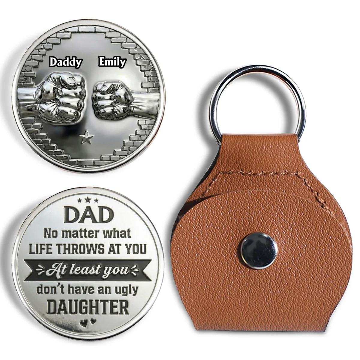 Dad You Got Lucky - Personalized Custom Pocket Hug - Image 8