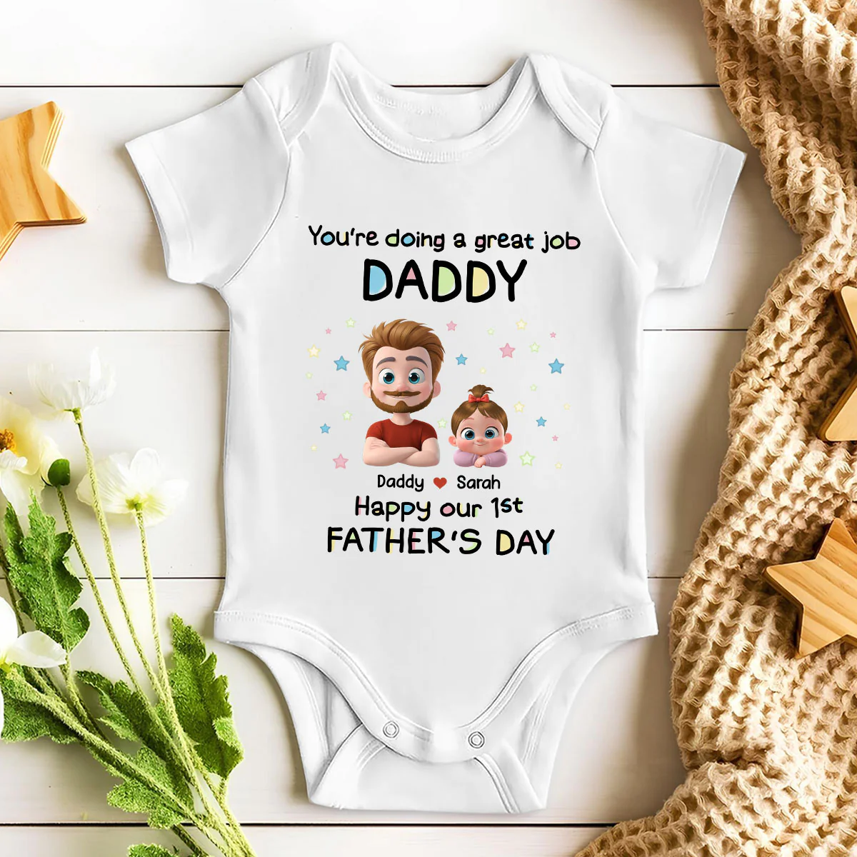 Daddy And Baby - Personalized Custom Baby Onesie - Image 3
