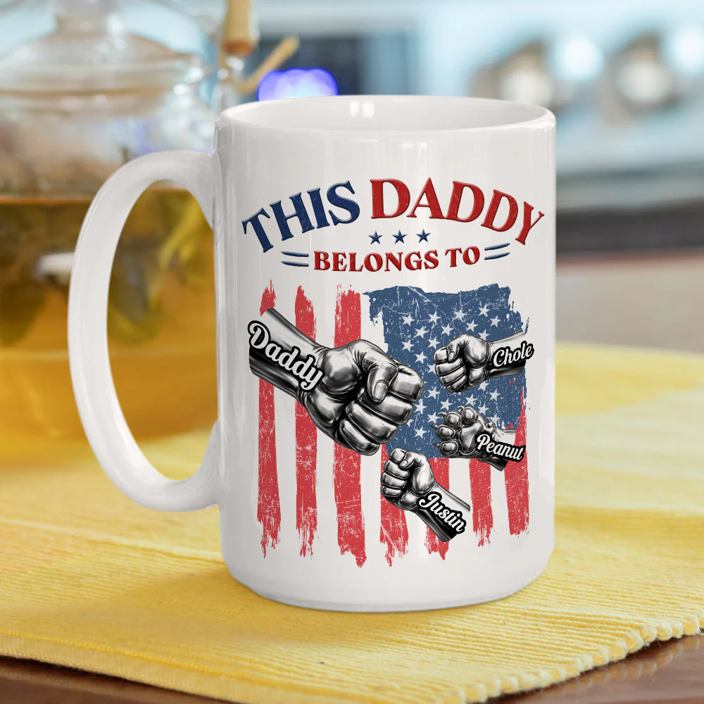 Daddy And Kids - Personalized Custom Coffee Mug - Image 4