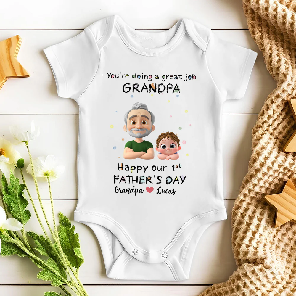 Daddy Doing A Great Job - Personalized Custom Onesie - Image 5