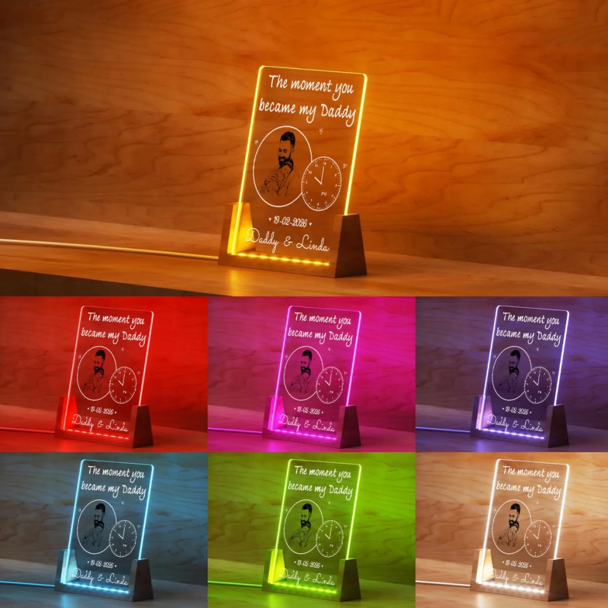 Daddy From That Moment - Personalized Custom Plaque With Walnut Base - Image 2