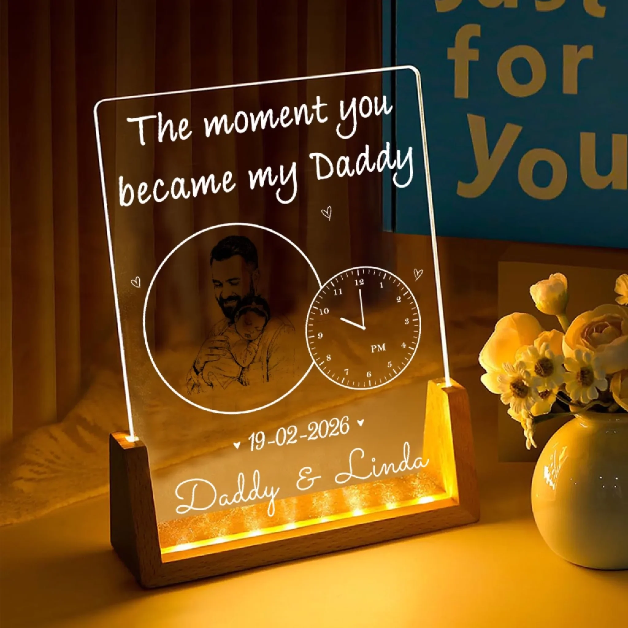 Daddy From That Moment - Personalized Custom Plaque With Walnut Base - Image 3