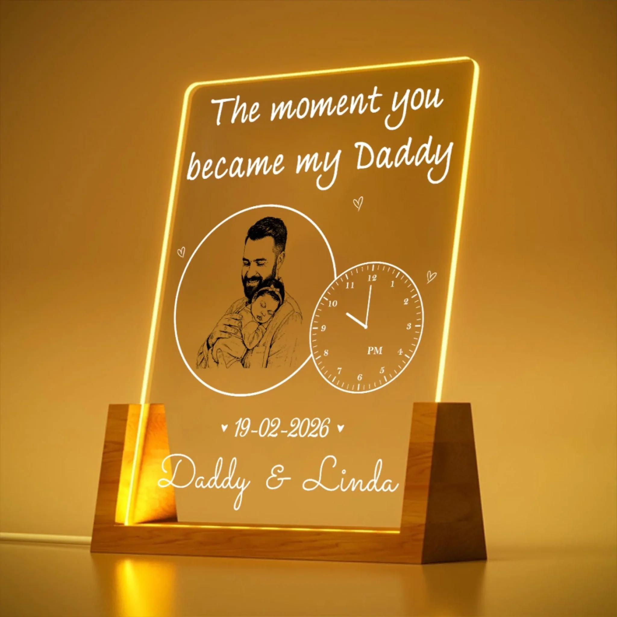 Daddy From That Moment - Personalized Custom Plaque With Walnut Base - Image 4