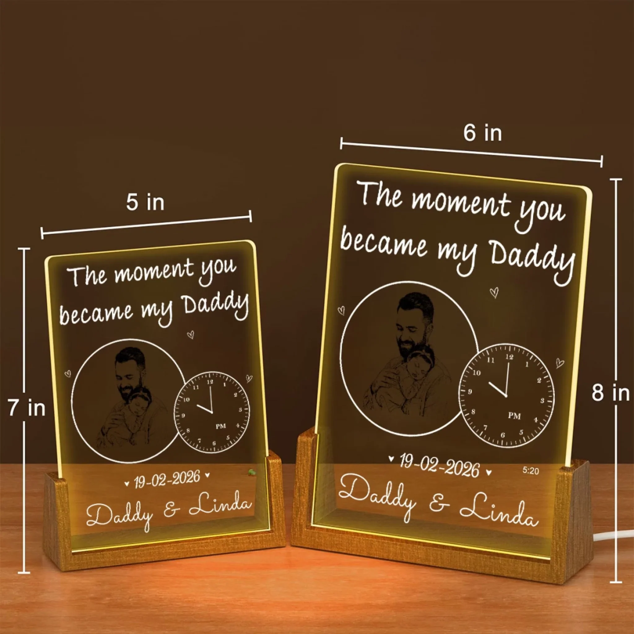 Daddy From That Moment - Personalized Custom Plaque With Walnut Base - Image 6