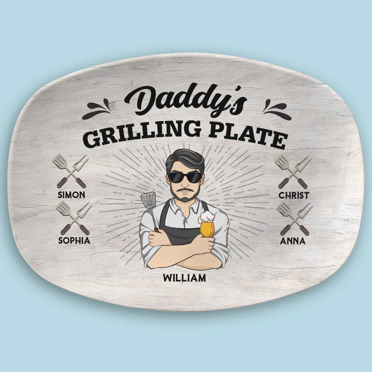 Daddy Is Grilling So We Better Step Back - Personalized Custom Platter