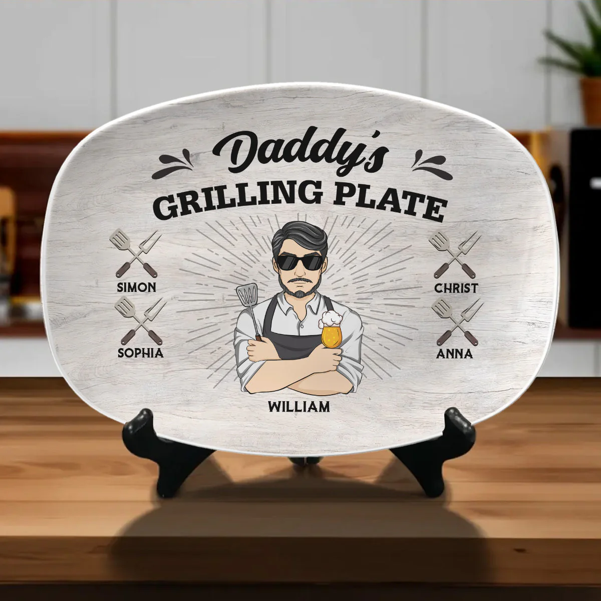 Daddy Is Grilling So We Better Step Back - Personalized Custom Platter - Image 2