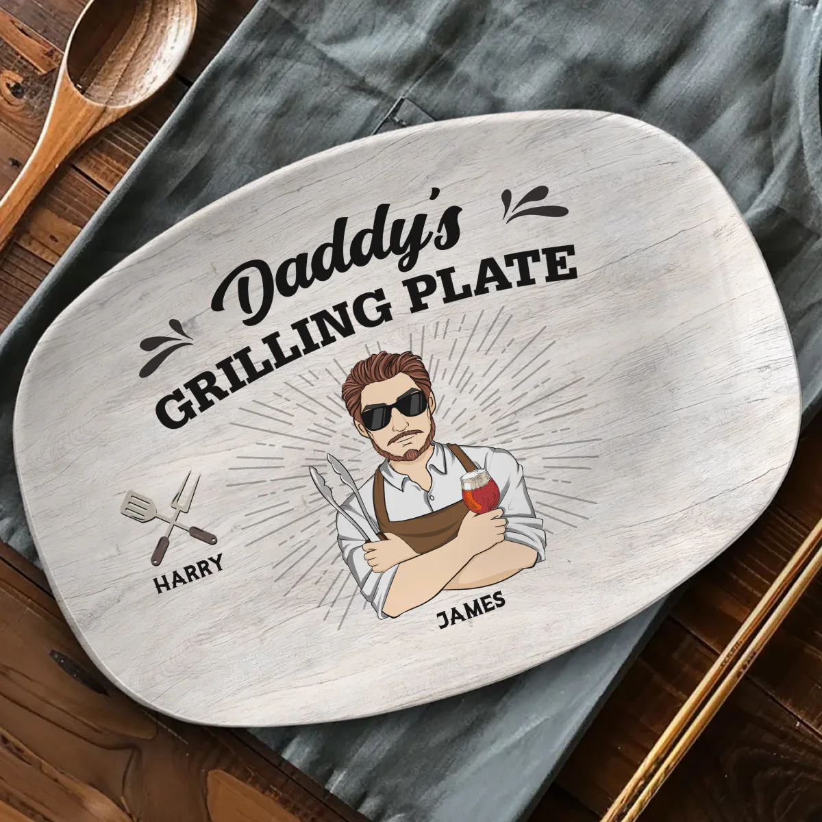 Daddy Is Grilling So We Better Step Back - Personalized Custom Platter - Image 3