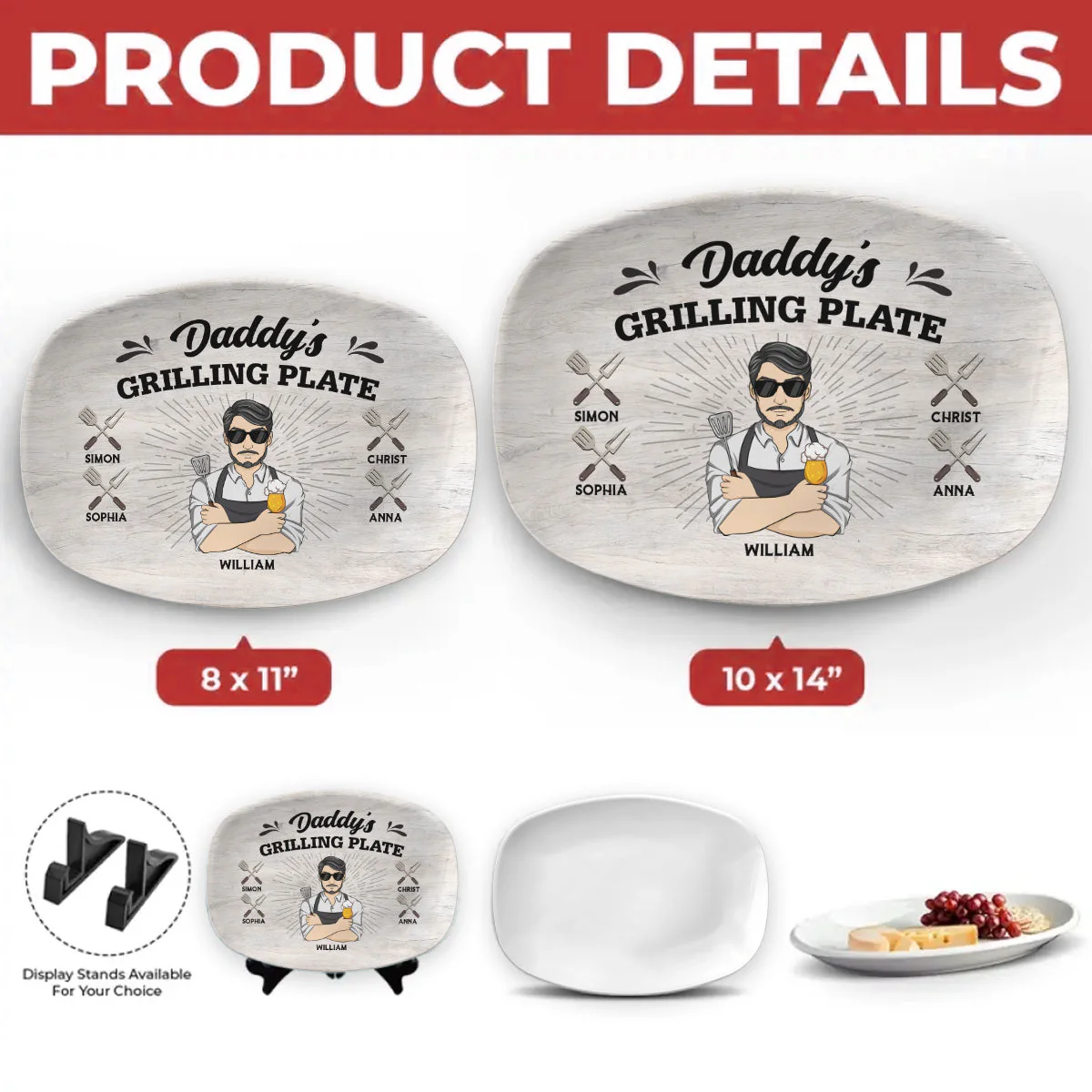 Daddy Is Grilling So We Better Step Back - Personalized Custom Platter - Image 4