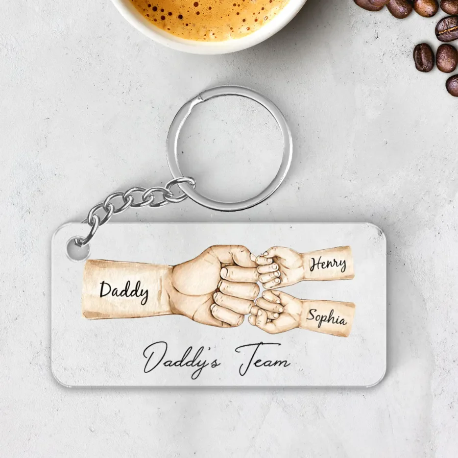 Daddy Team Fist Bump - Personalized Custom Acrylic Keychain - Image 2
