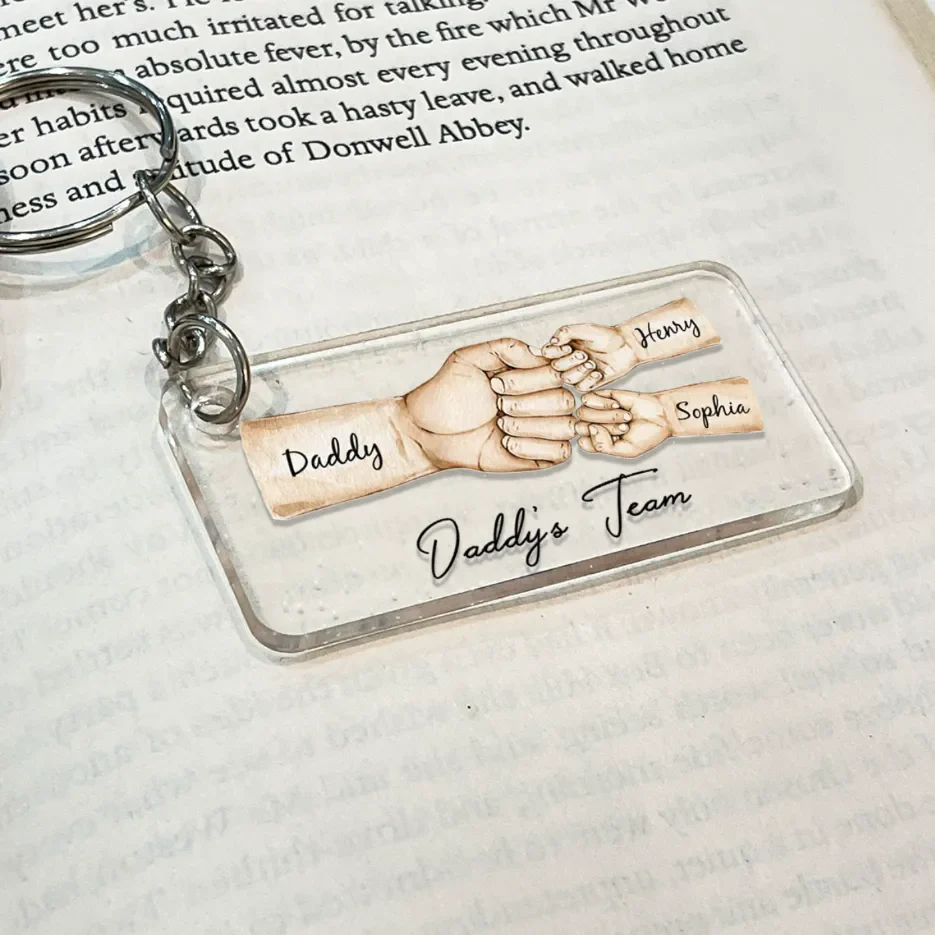 Daddy Team Fist Bump - Personalized Custom Acrylic Keychain - Image 4