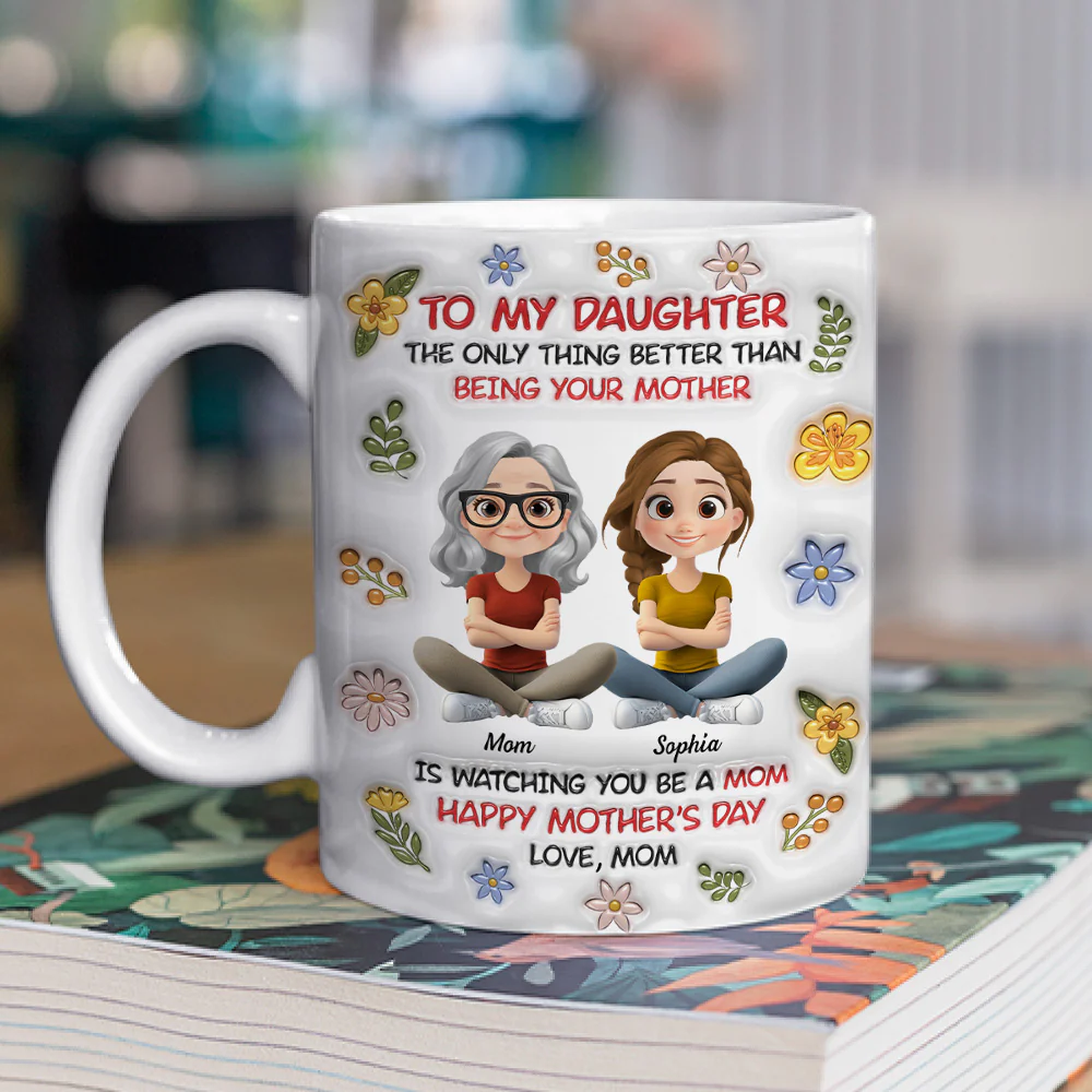 Daughter Become A Mom Cartoonize - Personalized Custom 3D Inflated Effect Mug - Image 2