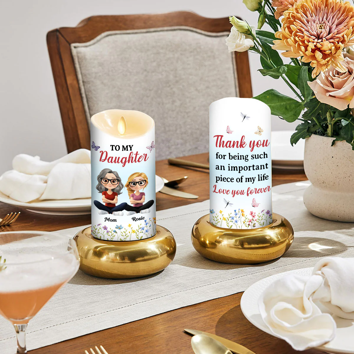 Daughter Is My Important Piece - Personalized Custom LED Candle - Image 4