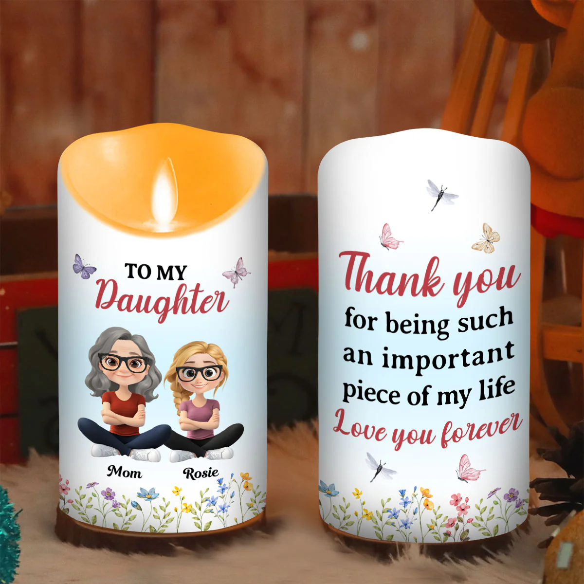 Daughter Is My Important Piece - Personalized Custom LED Candle - Image 5
