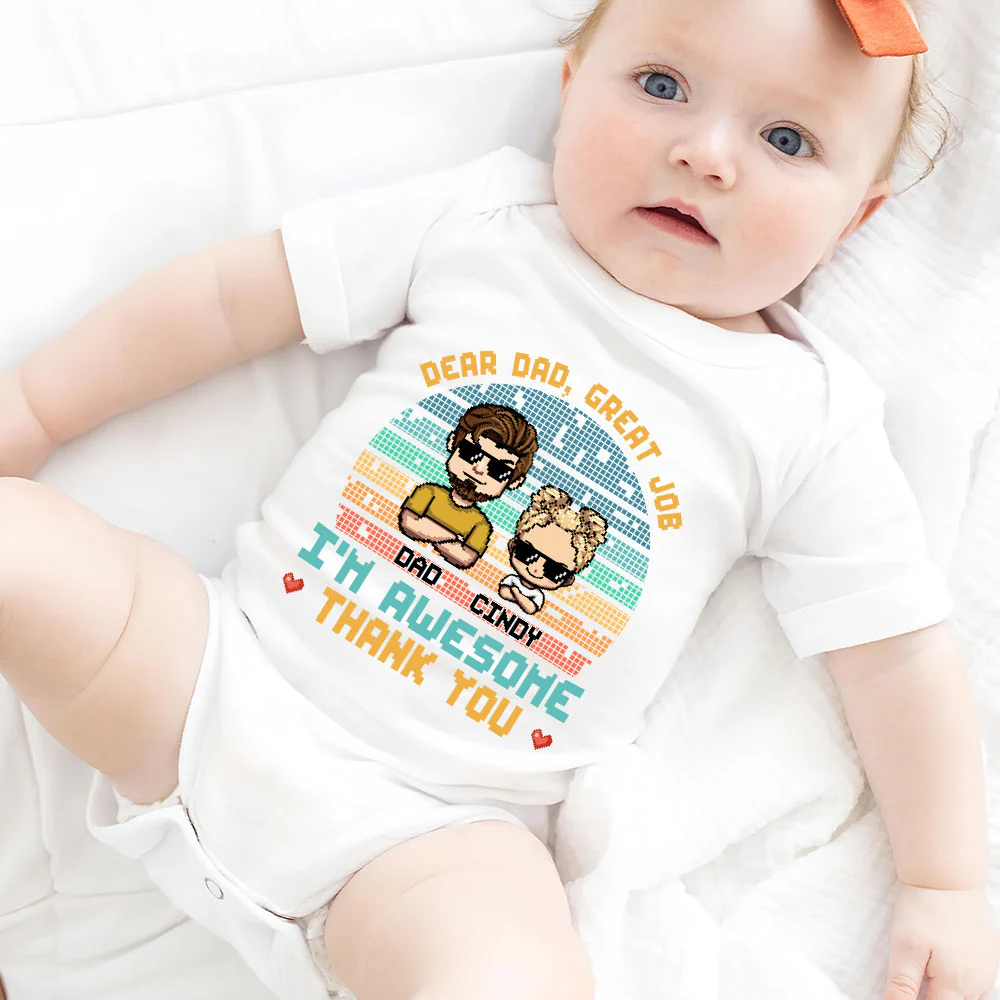 Dear Dad I Am Awesome - Personalized Custom Baby Onesie - Image 4