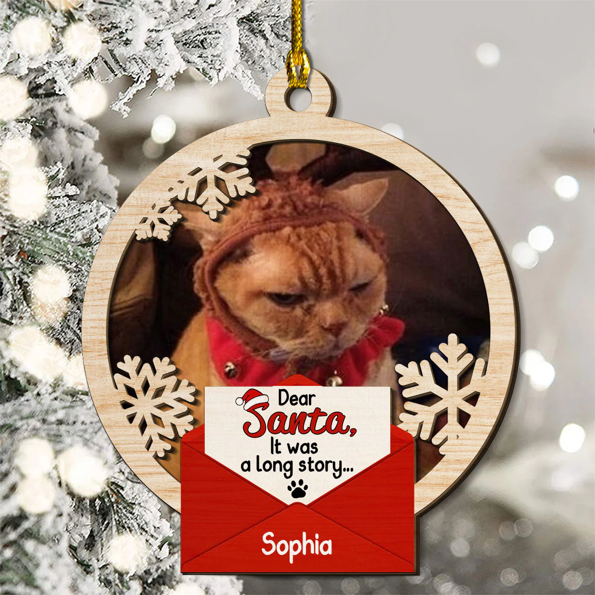 Dear Santa I Was Naughty - Personalized Custom 2-layered Wood Ornament - Image 3