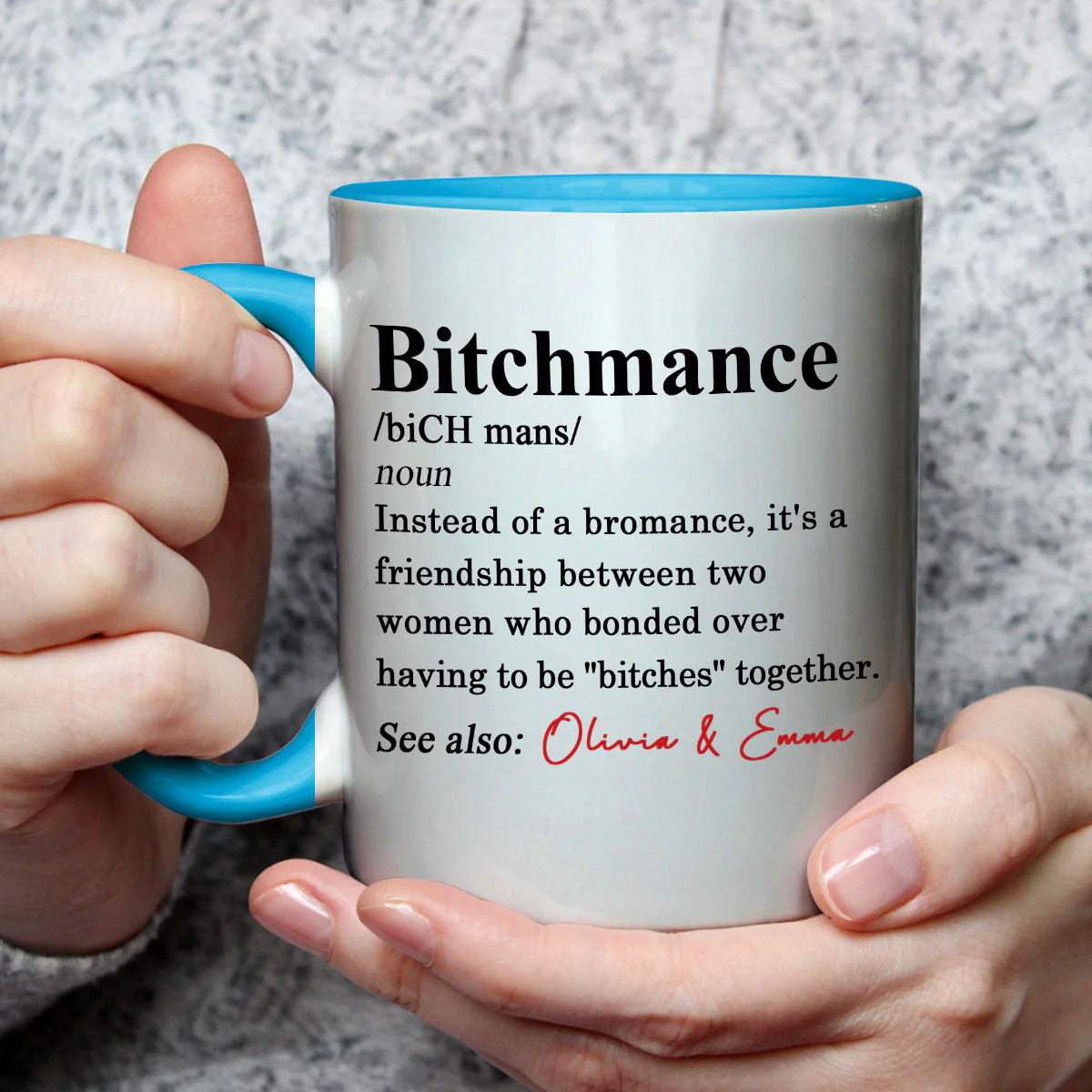 Definition A Friendship - Personalized Custom Accent Mug - Image 3