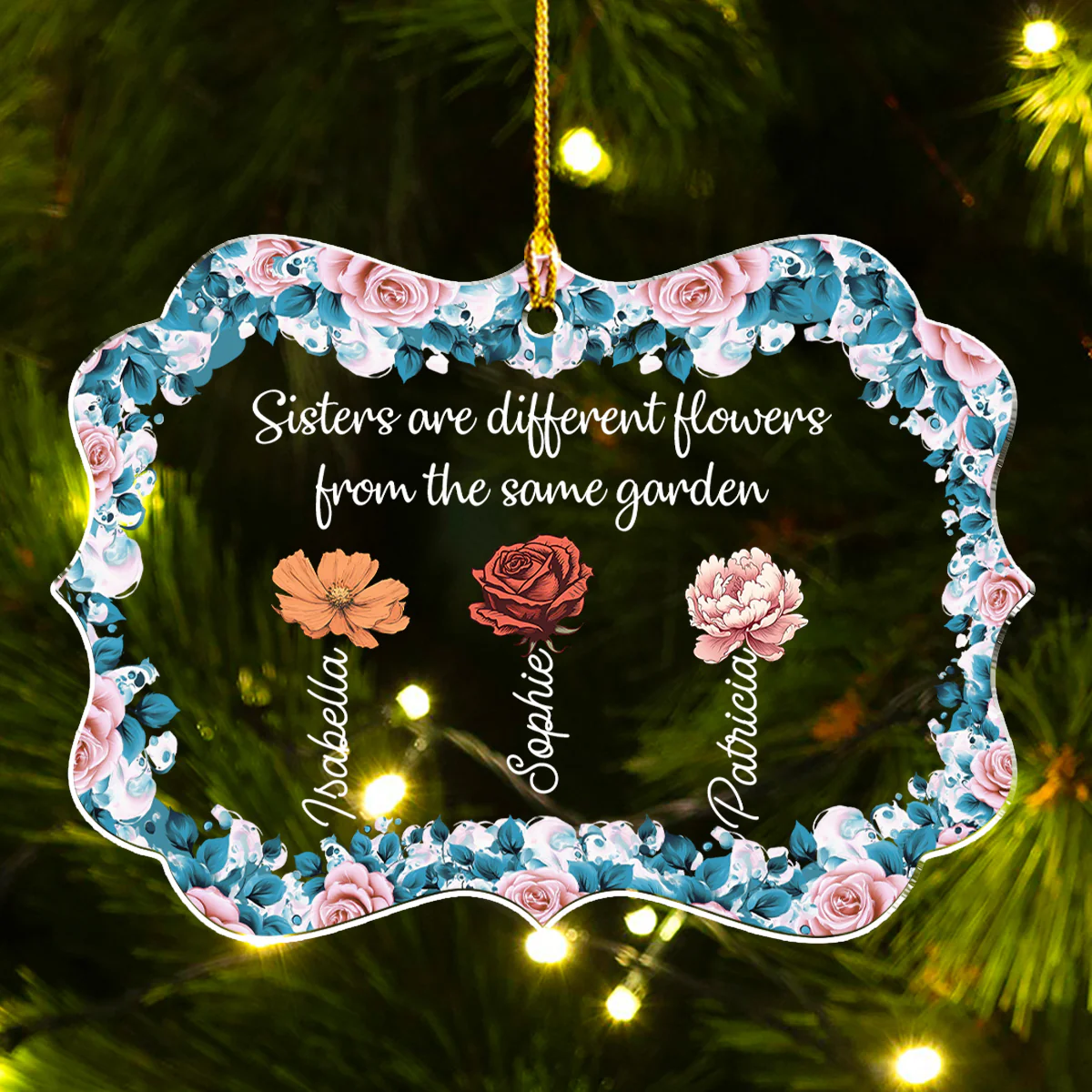 Different Flowers From The Same Garden - Personalized Custom Acrylic Ornament - Image 2