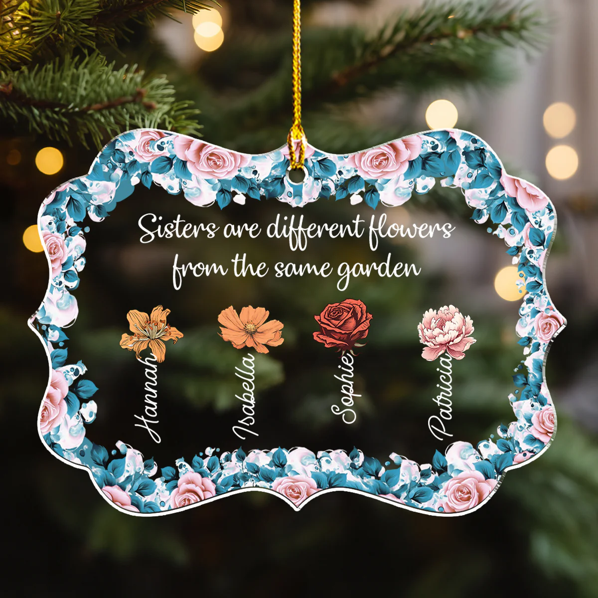 Different Flowers From The Same Garden - Personalized Custom Acrylic Ornament - Image 3
