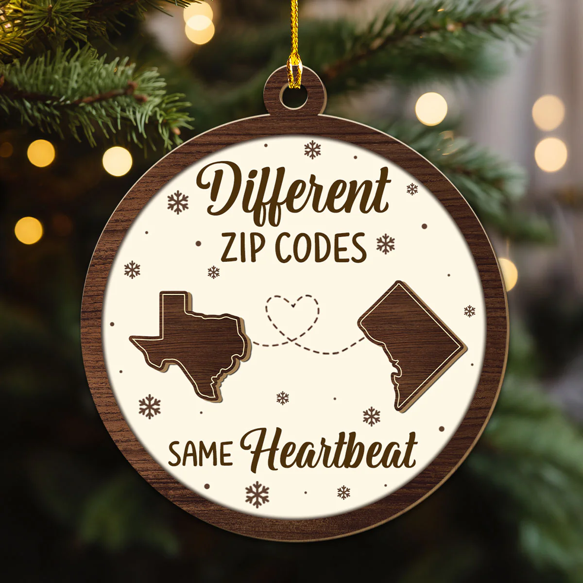 Different Zip Codes - Personalized Custom Wood Ornament