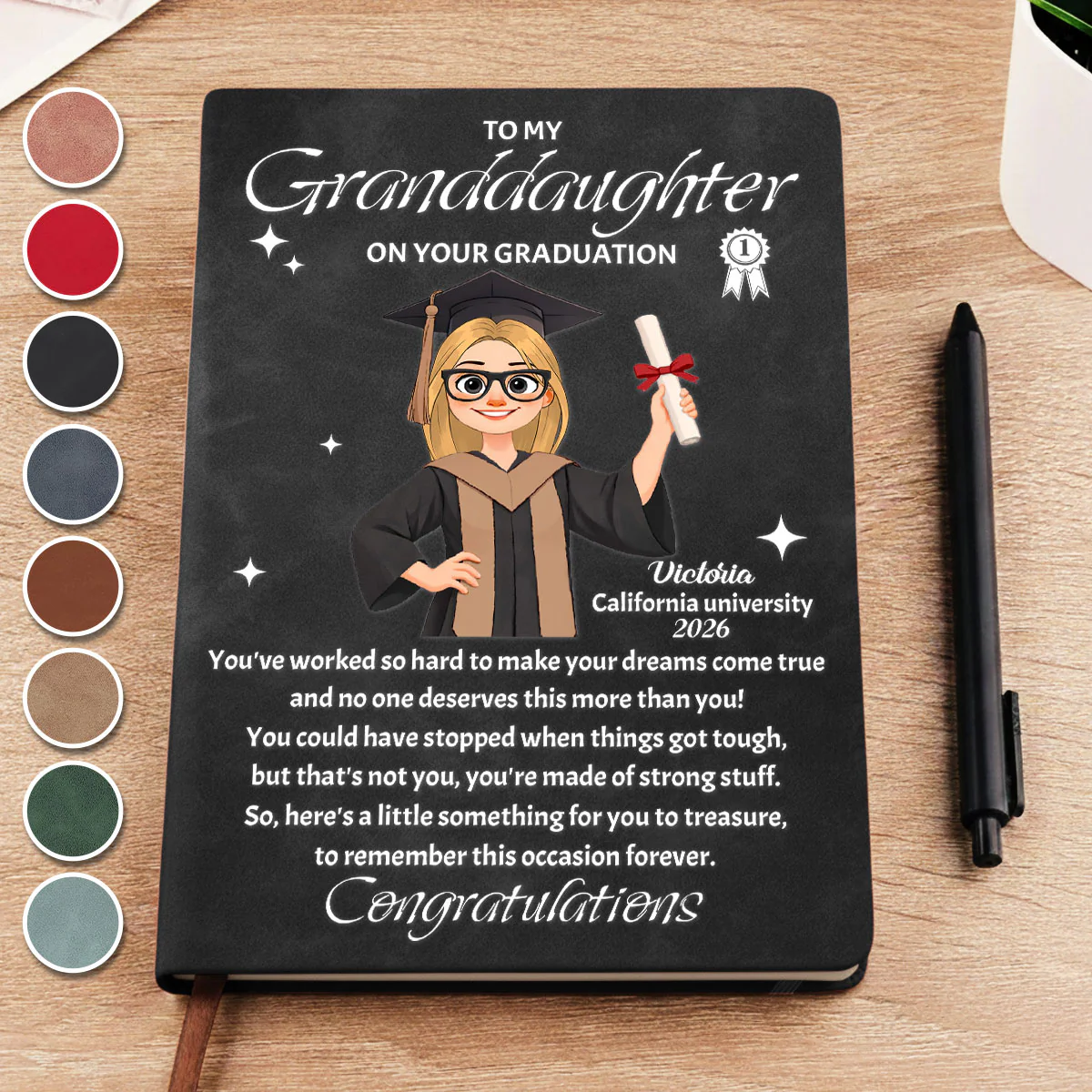 Diploma In Hand - Personalized Custom Leather Journal - Image 2
