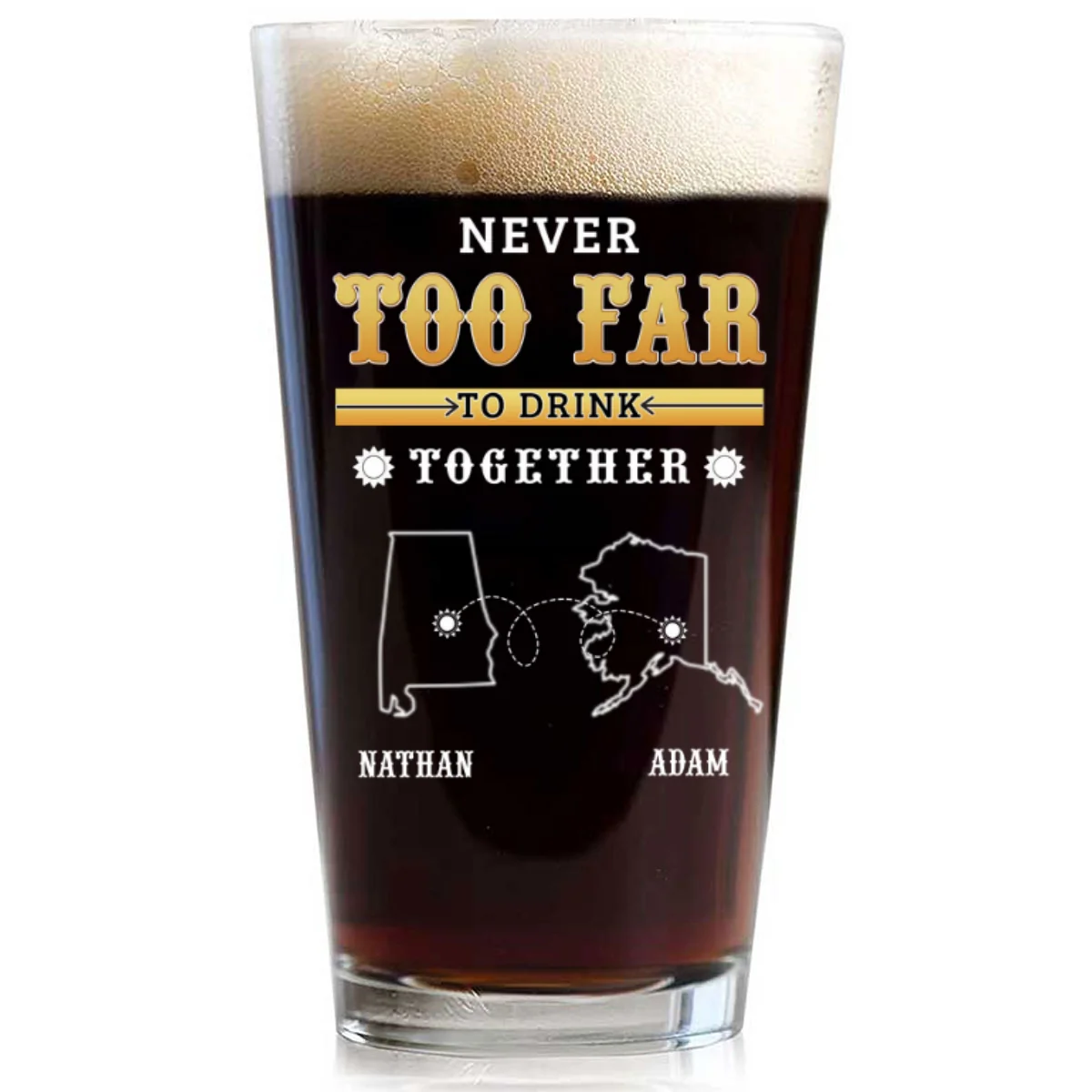 Distance Cannot Keep Us From Sharing A Drink - Personalized Custom Beer Glass - Image 7