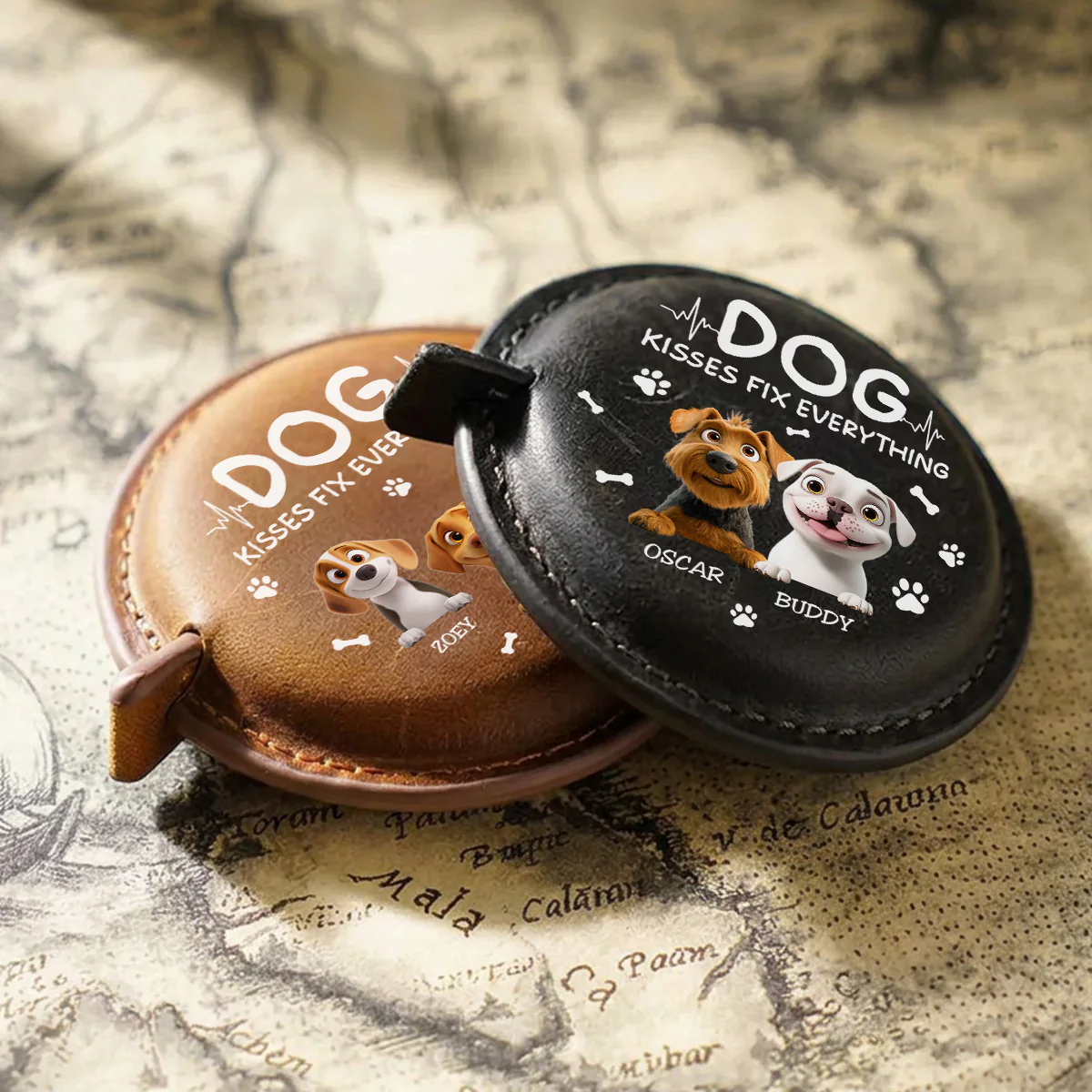 Dog Kisses - Personalized Custom Leather Tape Measure - Image 6