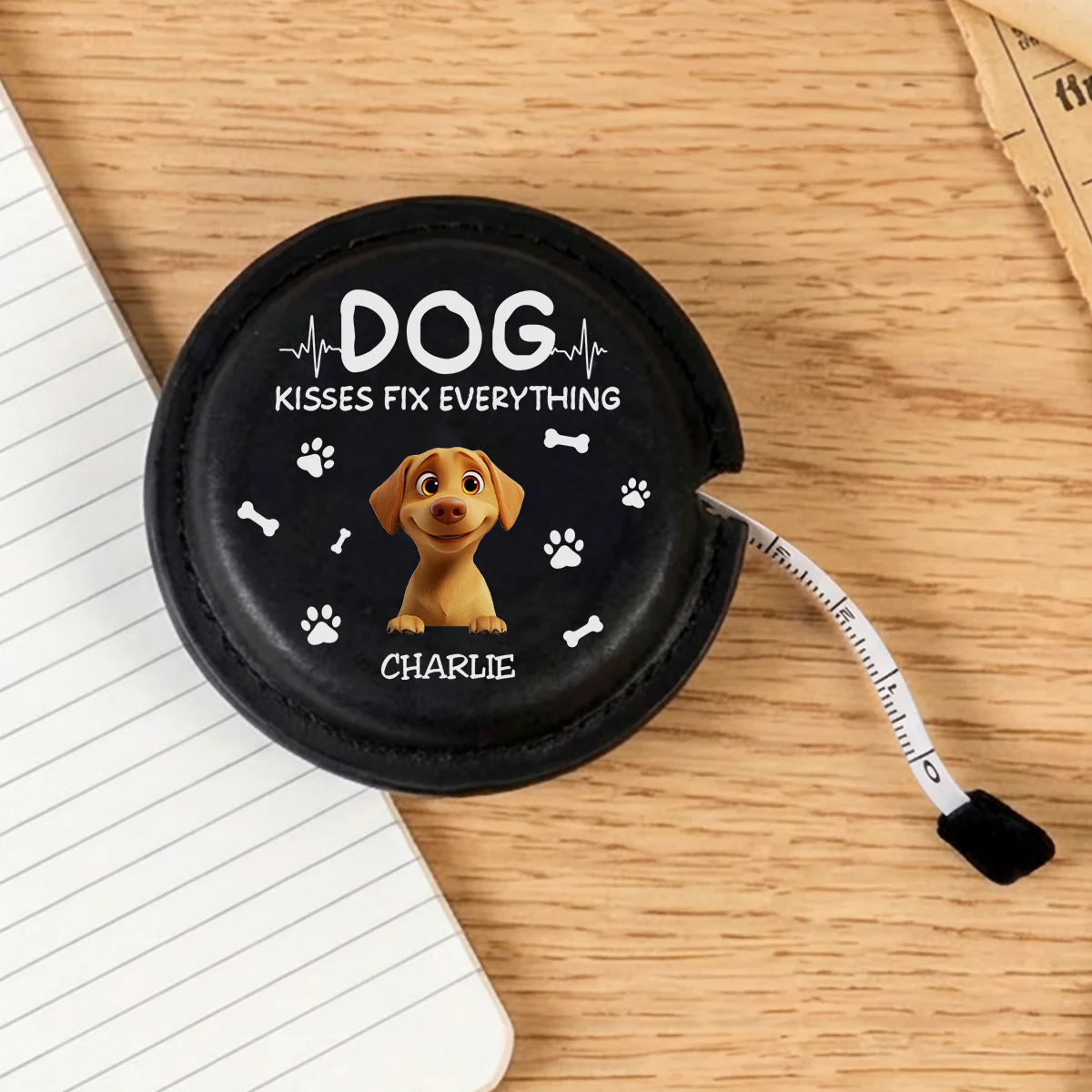 Dog Kisses - Personalized Custom Leather Tape Measure - Image 8