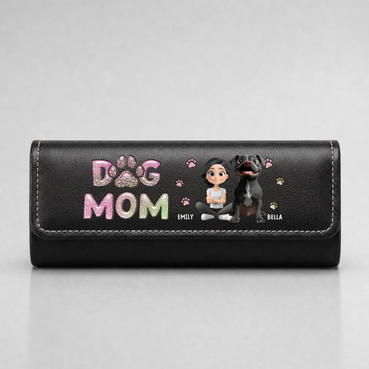 Dog Mom Lovely Chibi - Personalized Custom Leather Eyeglass Case - Image 7