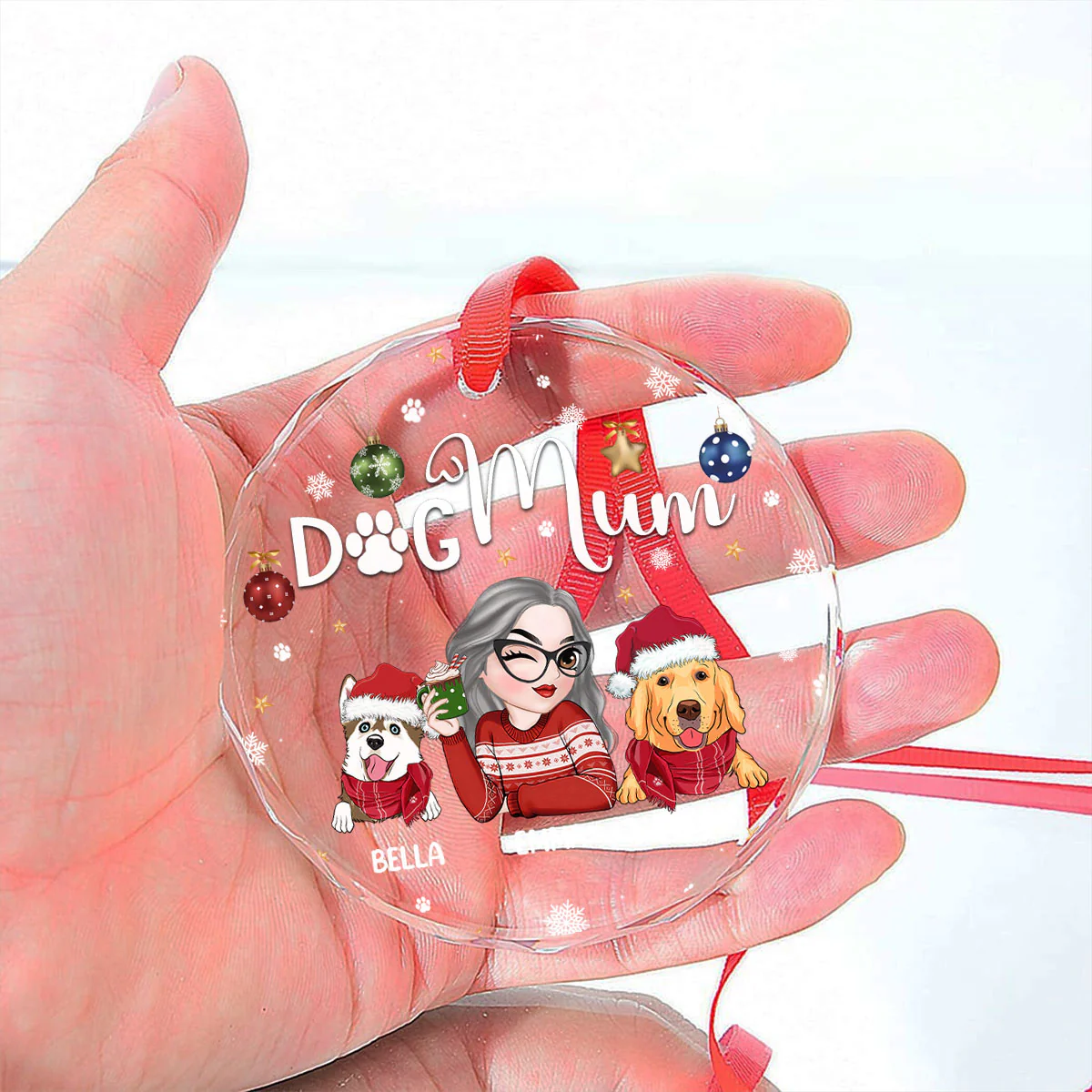 Dog Mom - Personalized Custom Glass Ornament - Image 5