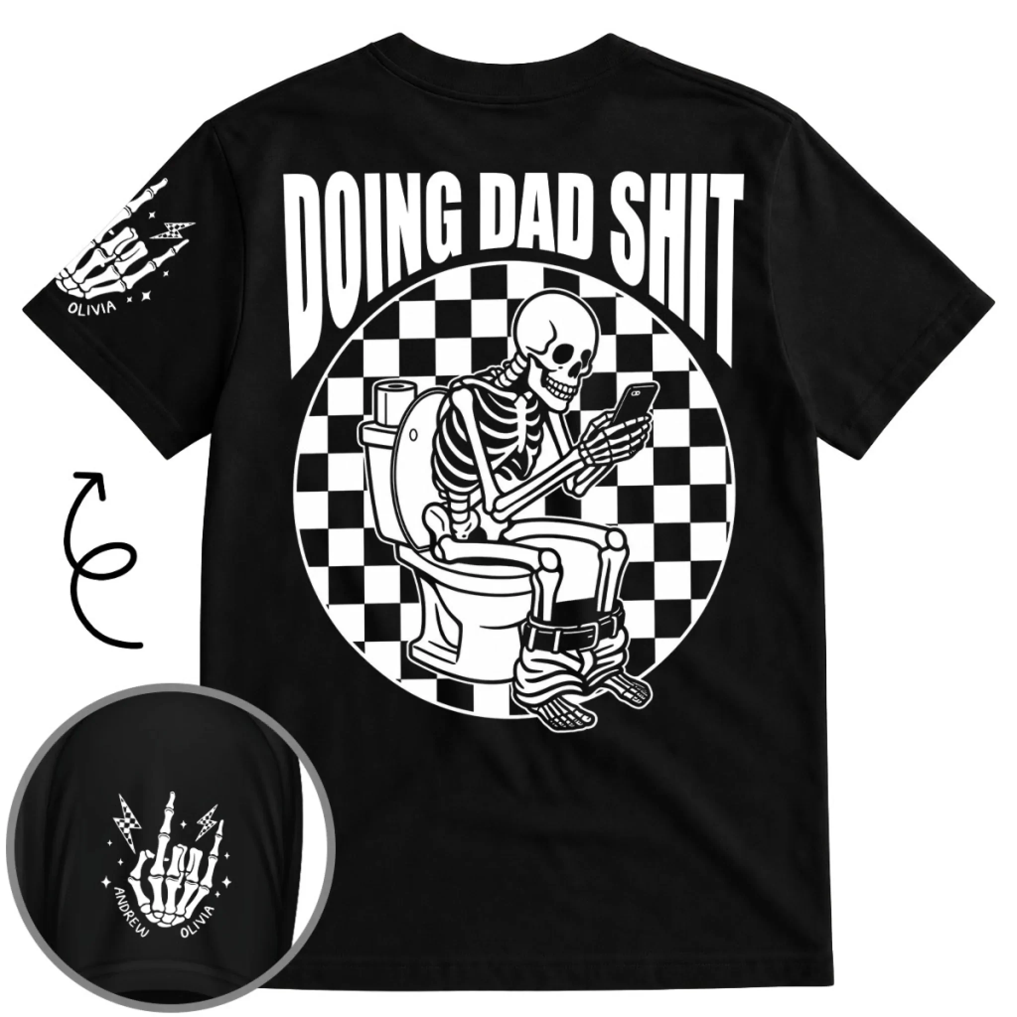 Doing Dad Shit - Personalized Custom Shirt With Design On Sleeve