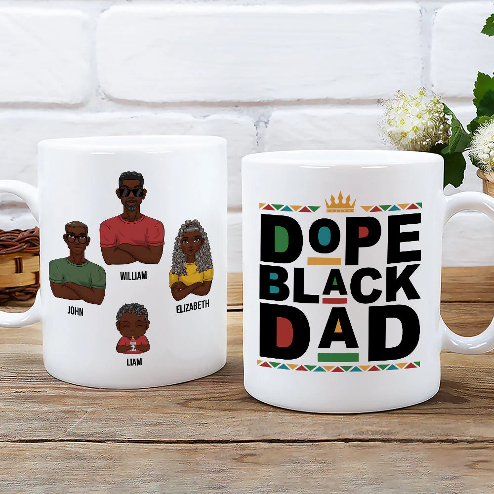 Dope Black Dad - Personalized Custom Coffee Mug - Image 3