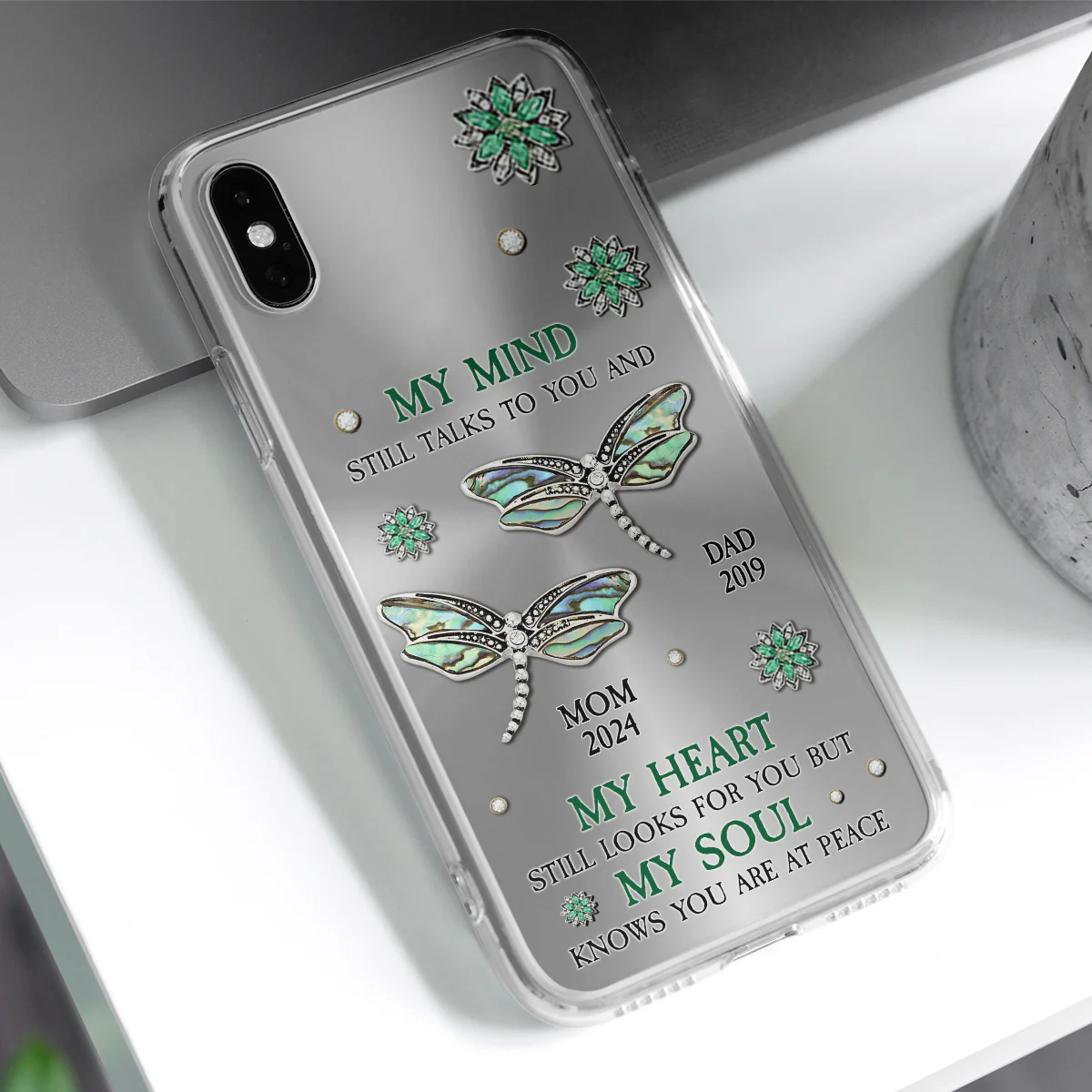 Dragonfly My Mind My Heart My Soul - Personalized Custom Phone Case - Image 3