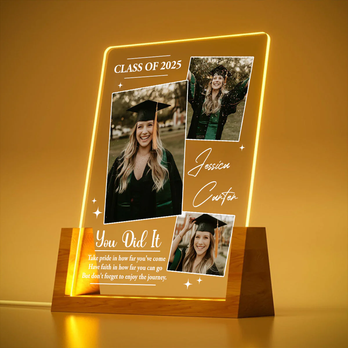 Dream Big And Keep Going - Personalized Custom Plaque With Walnut Base - Image 3