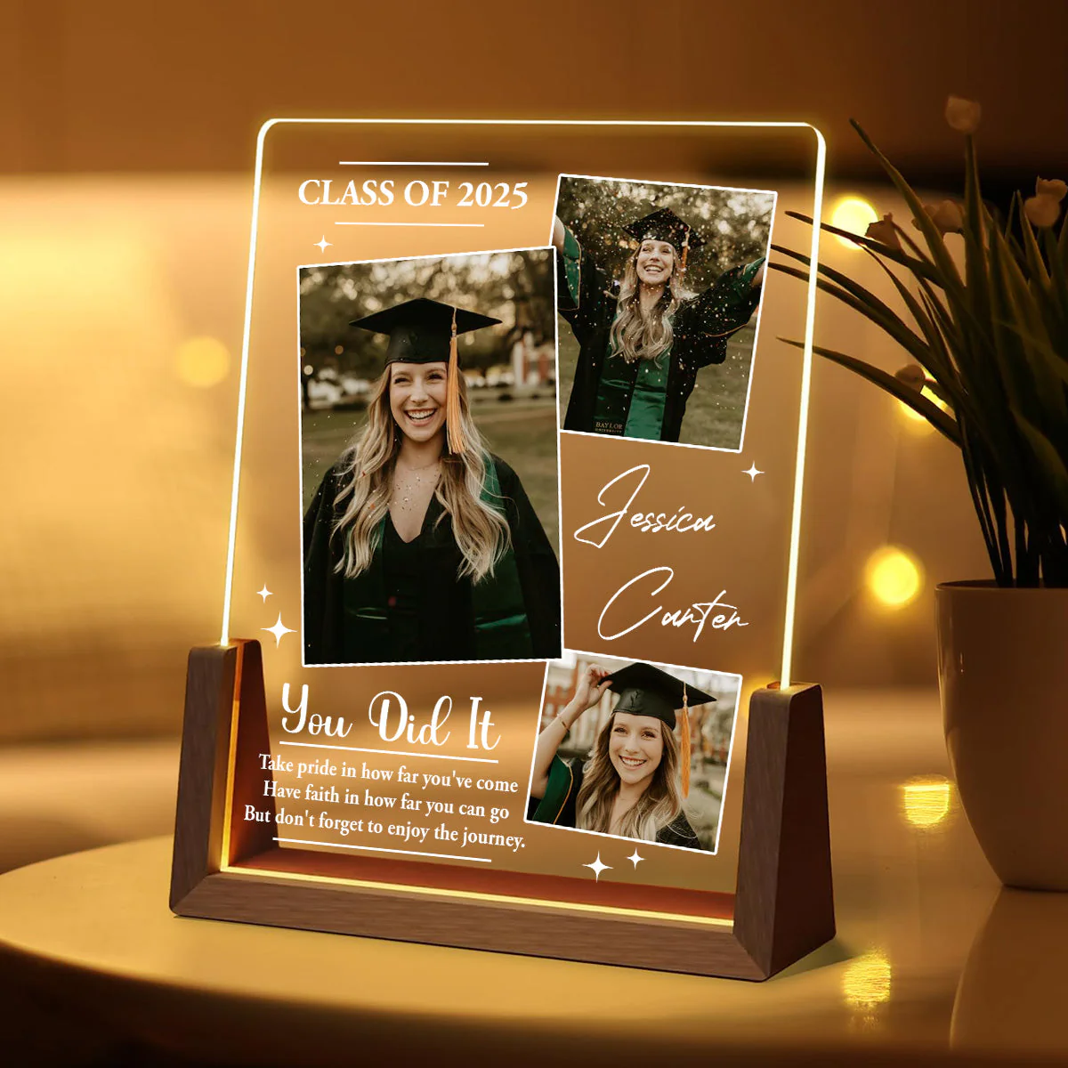 Dream Big And Keep Going - Personalized Custom Plaque With Walnut Base - Image 7