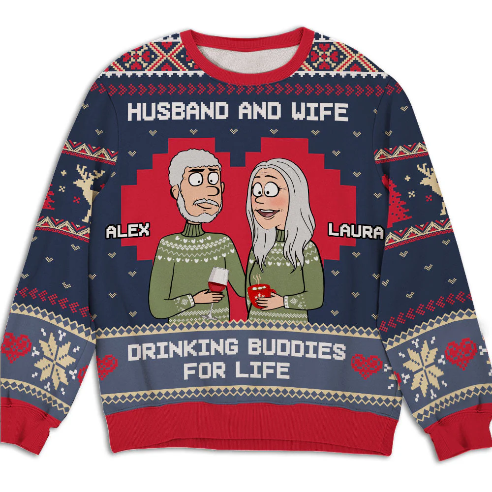 Drink Buddies - Personalized Custom All-Over-Print Sweatshirt - Image 2